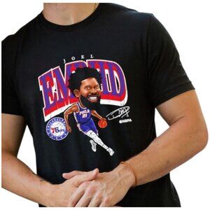 Joel Embiid 76ers T-Shirt NWT 500 LEVEL NBA Caricature Tee Sz 2XL‎